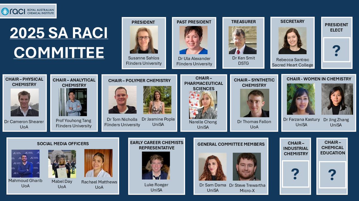 RACI SA (@raci_sabranch) on Twitter photo ‼️ALERTING ALL SA CHEMISTS‼️
Our new 2025 #SARACI #Committee has finally dropped! 📣 👇
We are already working to bring you a year filled with #events & #networking!
If you're interested in #joining the committee, check out the open positions below! 🙌
<a href="/RACInational/">Royal Australian Chemical Institute</a> ‼️ALERTING ALL SA CHEMISTS‼️
Our new 2025 #SARACI #Committee has finally dropped! 📣 👇
We are already working to bring you a year filled with #events & #networking!
If you're interested in #joining the committee, check out the open positions below! 🙌
<a href="/RACInational/">Royal Australian Chemical Institute</a>