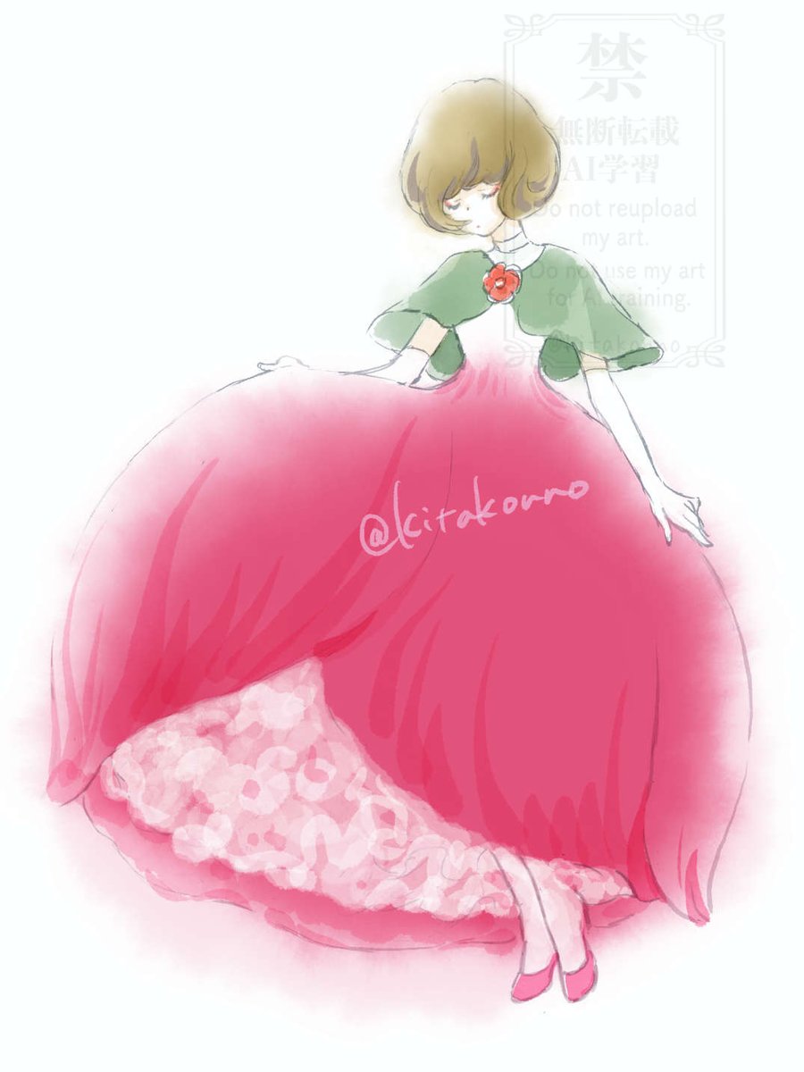 「卜伴椿のドレス 」|紺野キタ🌿のイラスト