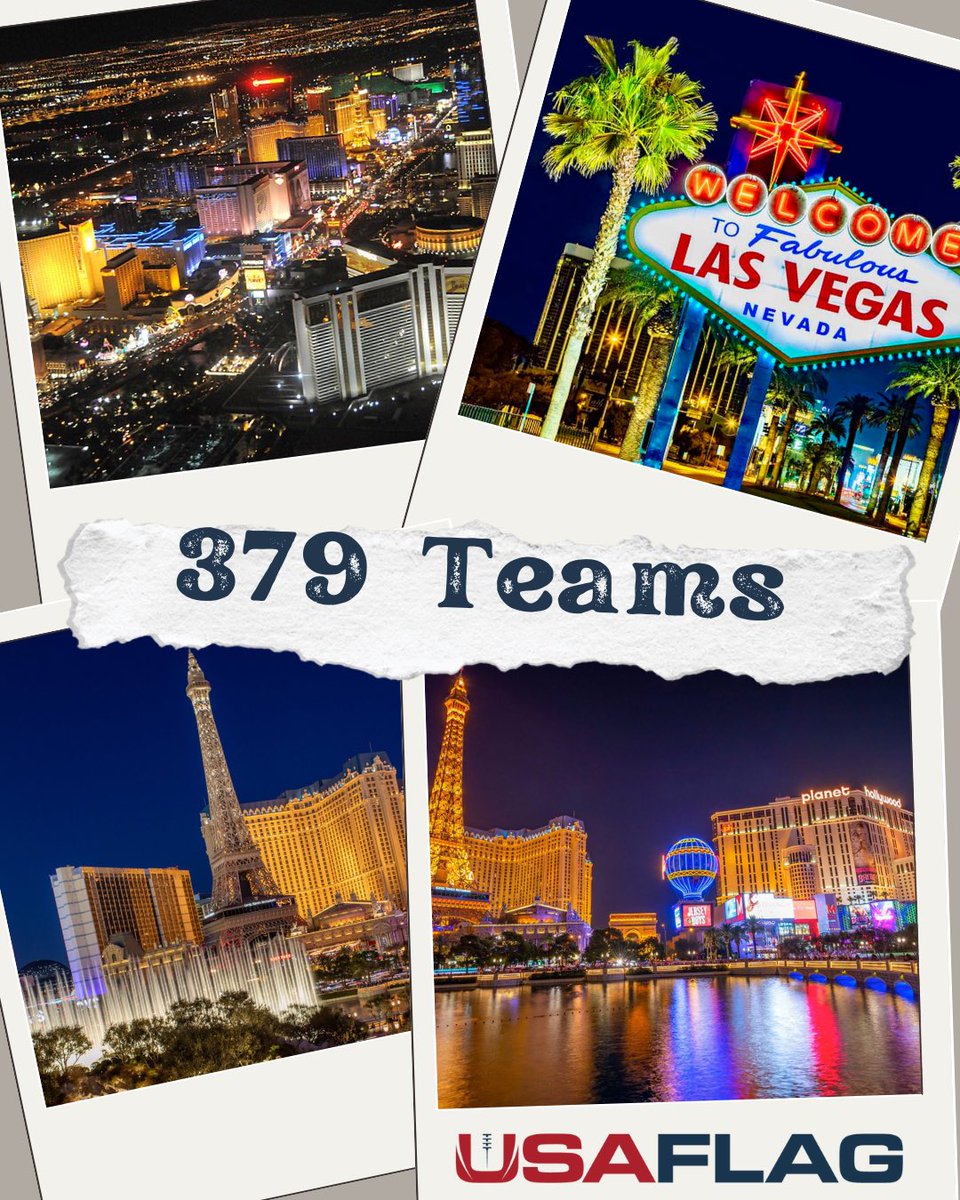 We are at 379 total registered teams for Vegas.

You can still access our hotel discounts by using this link. Click the link and then click “hotels” 
usaflag.org/tournaments/20…
 Via @usaflagfootball  #flagfootball #usaflag