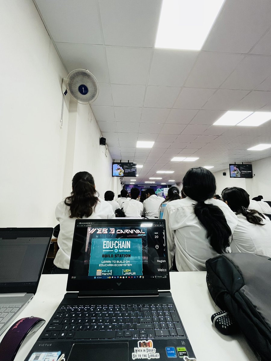 DadhichEklavya's tweet photo. “Exciting times at #Web3Carnival in Jaipur! 🚀 Exploring the future of blockchain with @RiseInIndia, @Aptos, @EduChain, @Cordao, and the broader #BlockchainIndustry. Diving into the build station to shape the decentralized world! 🔗✨ #Web3 #EduChain #BuildTheFuture” #uemjaipur https://t.co/knZlr9RYEE