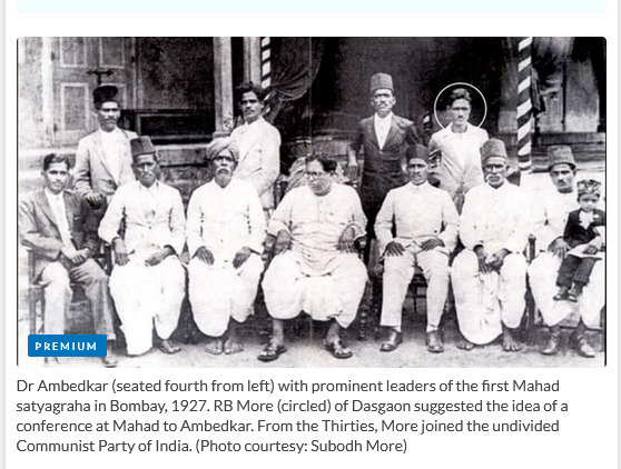 pycpim's tweet photo. Comrade R.B. More, a communist leader, was the main organizer of the Mahad Satyagraha on March 19-20, 1927. 

This pivotal event where Dalits, led by Dr. Ambedkar, protest to access the public Chavdar Lake, previously restricted to them. 
#Ambedkar #CPIM24thCongress  #RBMore https://t.co/R5UuQCSUj6