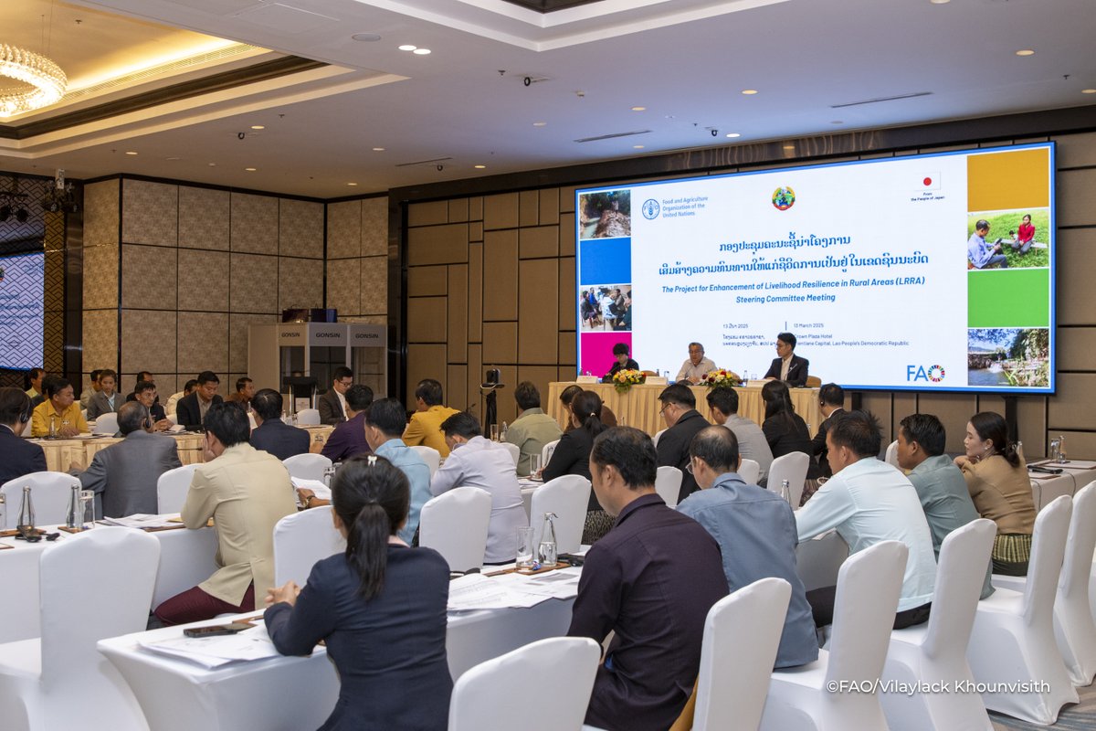FAOLaoPDR's tweet image. FAO, Ministry of Agriculture and Forestry & Japan unite to boost rural resilience in Lao PDR! The LRRA project team hold the Steering Committee Meeting to discuss therevised indicators and project work plan to tackle climate challenges & enhance livelihoods in 48 villages.