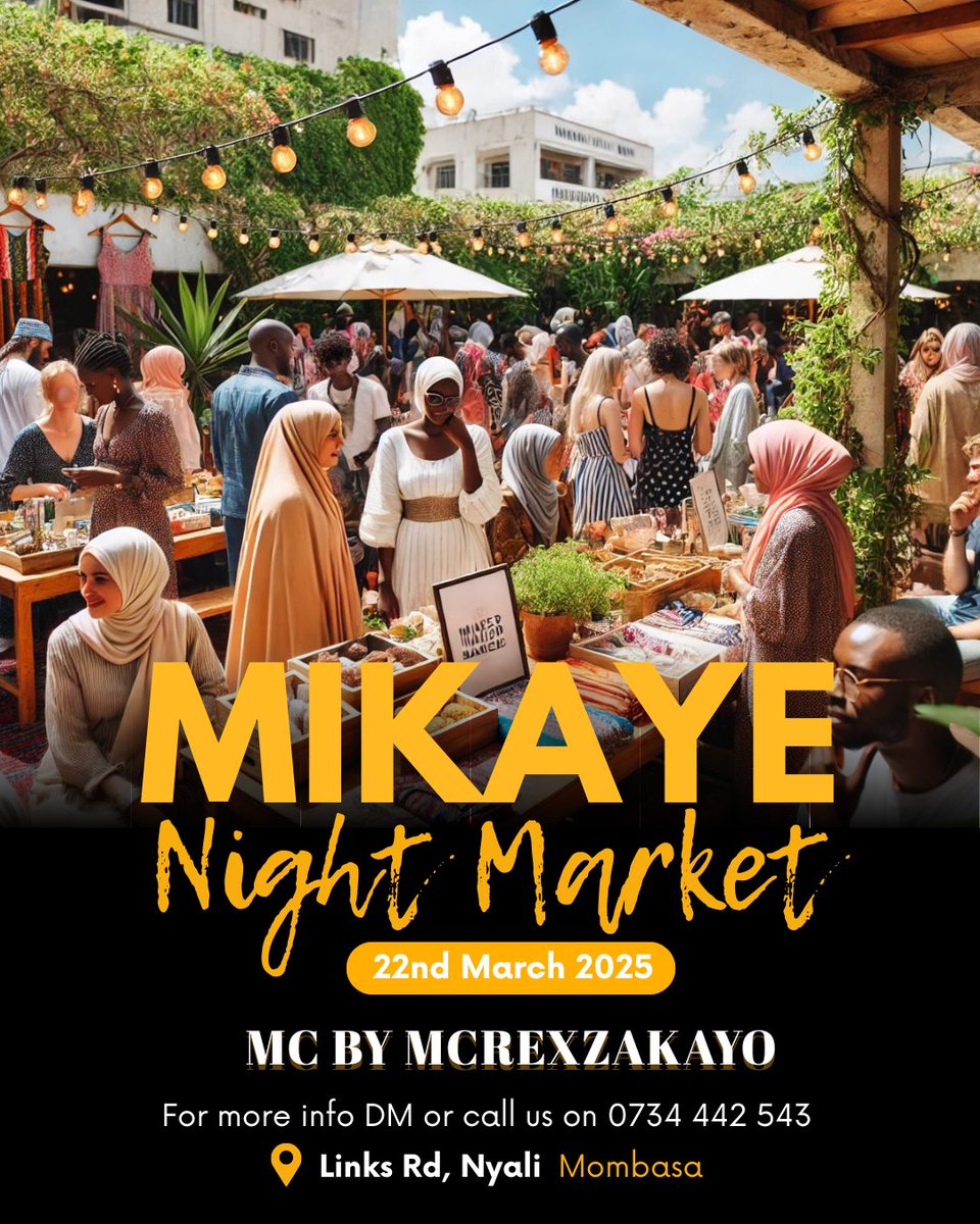 Mikaye_Nyali's tweet photo. Mark your calendars! ποΈ
Mikaye Night Market is BACK on March 22, 2025! β¨
Enjoy great food, unique vendors, live music, and a vibrant atmosphere! ποΈπΆ
π Save the date & bring your crew! π₯
π Call 0734 442 543 to book a table or order delivery!
#mombasakenya #001county https://t.co/XrDaH2k13p