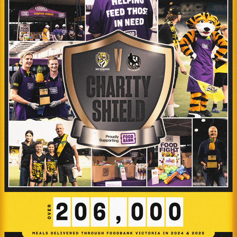 Richmond_FC's tweet photo. Thank you, Tiger Army, for helping us raise funds for @foodbankvic 🤝🐯
