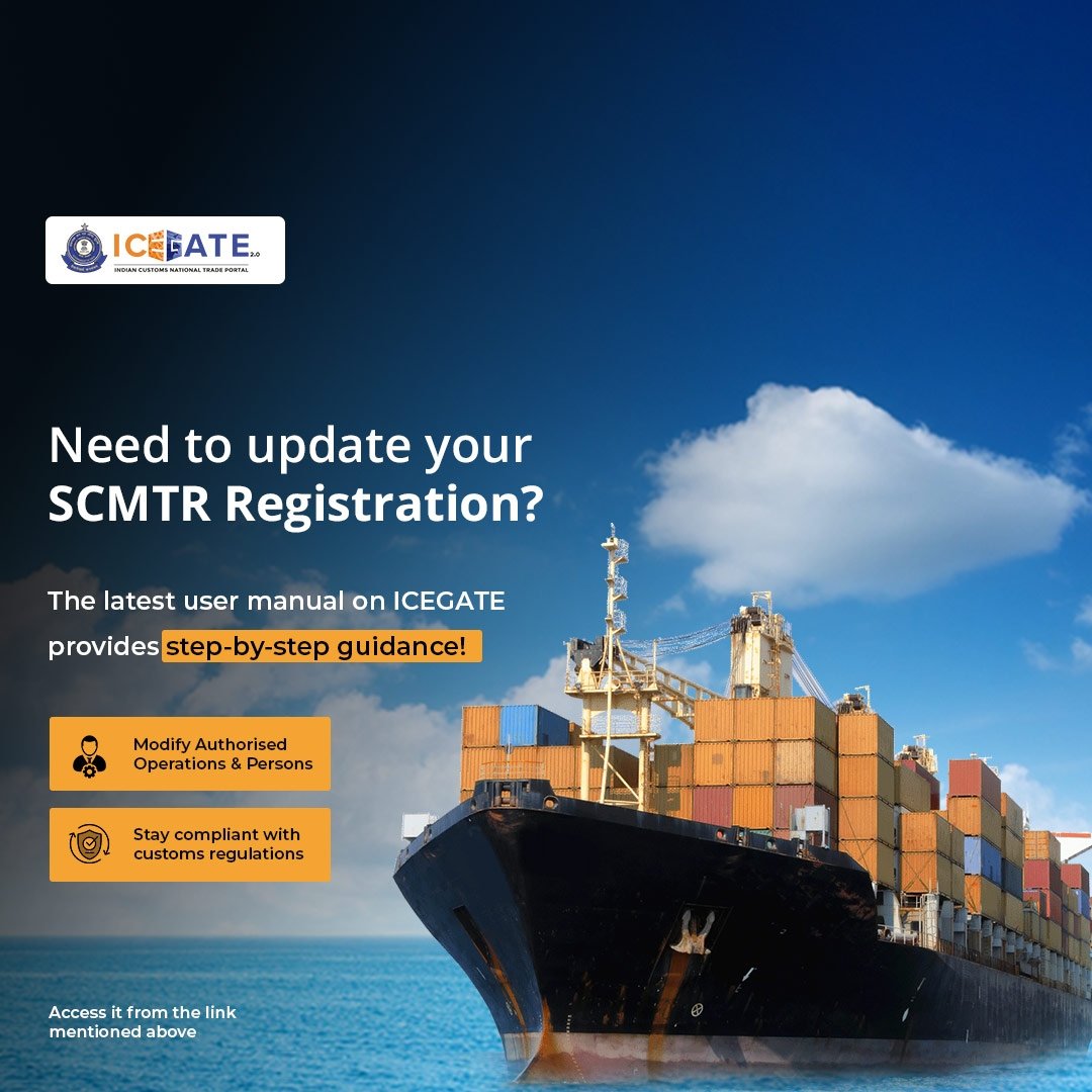 🚢 Update your SCMTR registration!

The SCMTR Parent Amendment User Manual is live on ICEGATE.

🔹 Step-by-step amendment guide
🔹 Modify Authorised Ops &amp; Persons
🔹 Stay customs compliant

📥 Access here: tinyurl.com/5f83deka

#SCMTR #TradeCompliance #Customs #ExportImport
