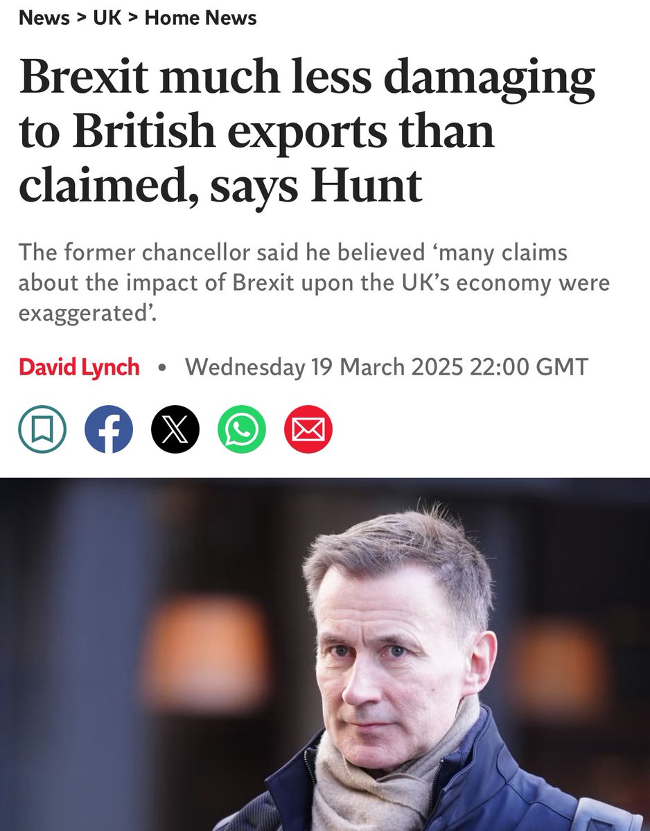 Liz Webster (@lizwebstersbf) on Twitter photo So <a href="/Jeremy_Hunt/">Sir Jeremy Hunt MP</a> tries to downplay Brexit’s impact on trade, citing Policy Exchange’s claim that UK exports are near record highs.
But they’re measuring in value, not quantities—conveniently ignoring inflation. Fewer goods, higher prices. That’s not growth, it’s spin. So <a href="/Jeremy_Hunt/">Sir Jeremy Hunt MP</a> tries to downplay Brexit’s impact on trade, citing Policy Exchange’s claim that UK exports are near record highs.
But they’re measuring in value, not quantities—conveniently ignoring inflation. Fewer goods, higher prices. That’s not growth, it’s spin.