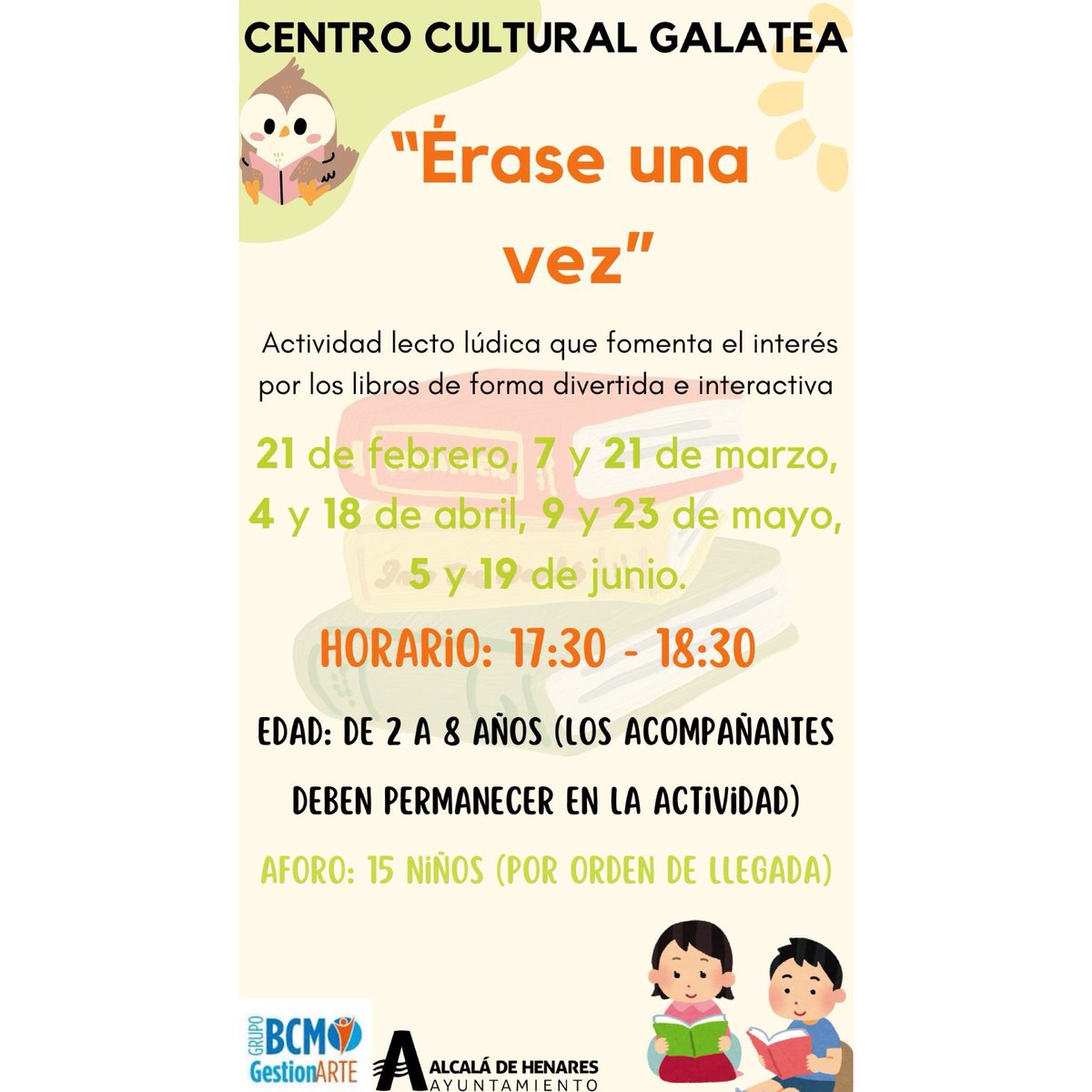 DISTRITOS | 📚 Este viernes 21, el 'Centro Cultural Galatea' acoge una  nueva cita con una actividad destinada a niños de 2 a 8 años que fomenta el  interés por los libros, image size:1200x1200