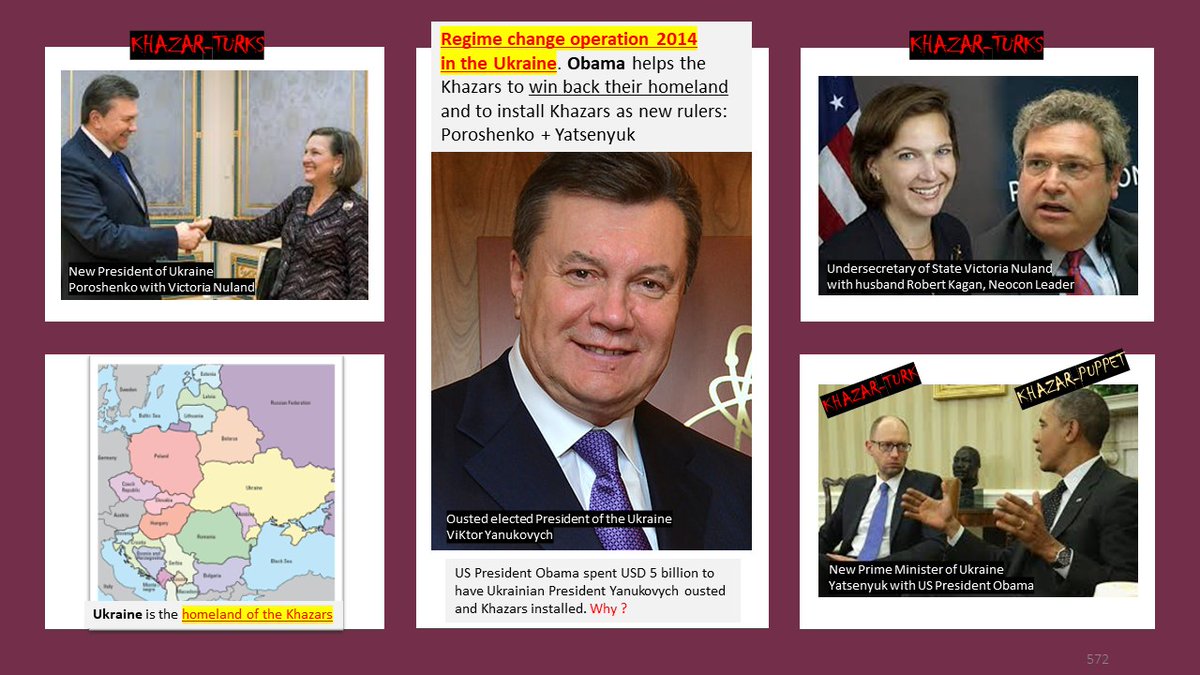 The KHAZAR and ASHKENAZI JEW Robert KAGAN, Turkic ROYAL and architect of all US wars for Israel, is also the husband of VICTORIA NULAND. They did the 2014 coup in Ukraine together. One of the objectives was to bring their homeland Ukraine back under KHAZAR control.