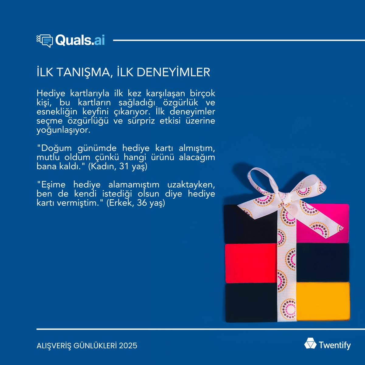 TwentifyTR's tweet photo. Hediye kartları seçim özgürlüğü sunarken, deneyim kartları unutulmaz anılar yaratıyor. Peki, tüketiciler hangisini daha anlamlı buluyor? Alışveriş Günlükleri 2025’in yeni bölümünde keşfedin! 👇
https://t.co/xQK2YI7ylc https://t.co/VctDMDmM82