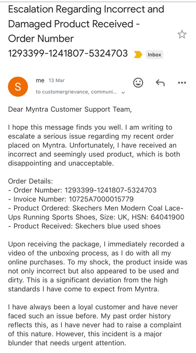 iSunnyBajaj's tweet photo. Really disappointed with d customer support @myntra @MyntraSupport since 13th March I am regularly mailing and no response,I have been scammed and getting no resolution @jagograhakjago plz help.Ordered expensive shoes &amp; I have video on unboxing also have shared the same @ETtech https://t.co/FGYCu4yhrB