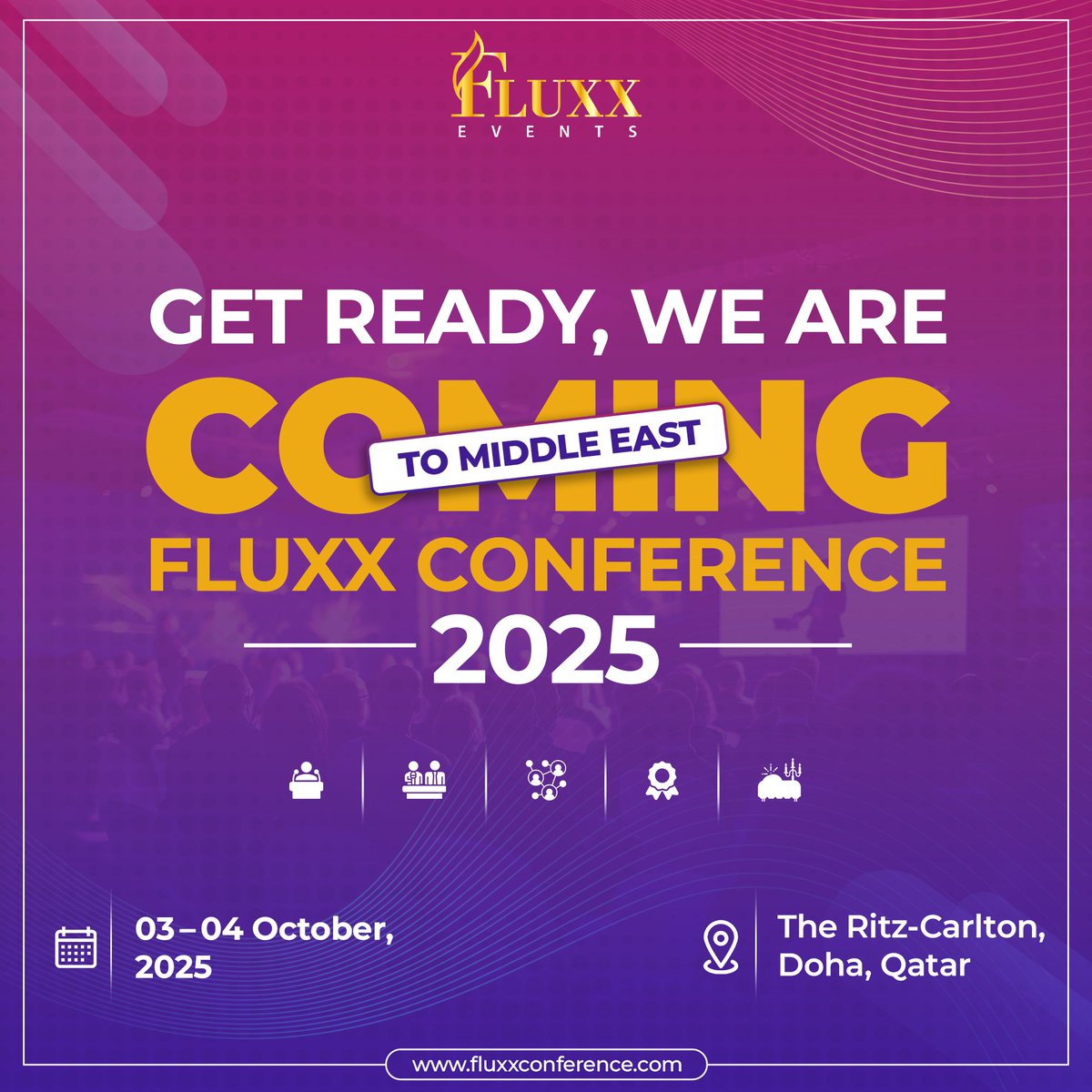 EventsFluxx's tweet image. Get Ready, Middle East! Fluxx Conference 2025 is coming your way! Don’t miss this game-changing experience!

Secure your spot now at
fluxxconference.com

#fluxxconference #middleeast #dohaevent #businessnetworking #innovationsummit #leadership #galadinner #industryexperts