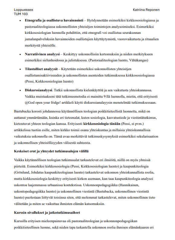 KatriinaRepone1's tweet photo. Tämähän menee mielenkiintoiseksi @helsinkiuni.
Islam kritiikin takia kurssini Käytännöllisen teologian perusteet on hylätty. 
Hylkäykseen johtanut loppuessee liitteenä (sen viimeisellä sivulla hylkäykseen johtanut kritiikki).

Akateeminen diskurssi pitäisi olla avointa ja sen pitäisi pystyä kohtaamaan muuttuva maailma. Olen palauttanut kaikki tehtävät ajoissa, ja ne täyttävät kaikki kurssilla vaadittavat kriteerit.
Itse olen mukana muutamassa tutkimusryhmässä, jossa tutkitaan terrorismin verkostoitumista Eurooppaan.
Tästä hyvänä esimerkkinä nämä Amerikan pakotteet Ruotsissa toimivalle islamistiselle Iranille toimivalle verkostolle: https://t.co/n1NZabZF5w
Uskalsin tuoda tämän kriittisen näkökulman loppuesseeseen, jossa viittaan myös tähän dataan: https://t.co/3qGwUCxQSa

Hylkäyksen syy:
Palautteena on, että tehtävää ei voi arvostella, koska essee sisältää arvoasetelman. 

Tämä johtopäätös opettajalta on kuitenkin virheellinen (statistiikka huomioiden). Kyse ei ole arvoasetelmasta, vaan tilastollisesti todistettavasta tosiasiasta, johon uskalsin tuoda kriittisen näkökulman. 
Kriittisten näkökulmien tuominen on Helsingin yliopiston ohjeistuksen mukaan sallittua, joten tähän vedoten vaadin loppuesseen uudelleen arvioimista. Voin ottaa islam kritiikin pois, mutta silloin pyydän selvityksen, miksi Helsingin yliopisto tällaista vaatisi.
Tästä alkaa nyt siis prosessi.

Loppukädessä vetoan mm. seuraaviin lakipykäliin:
Perustuslaki (731/1999)
12 § Sananvapaus: Jokaisella on oikeus ilmaista mielipiteensä vapaasti, mikä koskee myös yliopistoja.
16 § Sivistykselliset oikeudet: Tieteellinen tutkimus ja korkeakouluopetus ovat vapaita.
Yliopistolaki (558/2009)
6 § Tutkimuksen, taiteen ja opetuksen vapaus:      Yliopistolla on oikeus harjoittaa vapaasti tutkimusta ja antaa opetusta,  eikä yliopiston toimintaa tule rajoittaa poliittisilla tai ideologisilla perusteilla.
Euroopan ihmisoikeussopimus ja EU:n perusoikeuskirja
Ne takaavat sananvapauden ja akateemisen     
 vapauden myös korkeakouluissa.