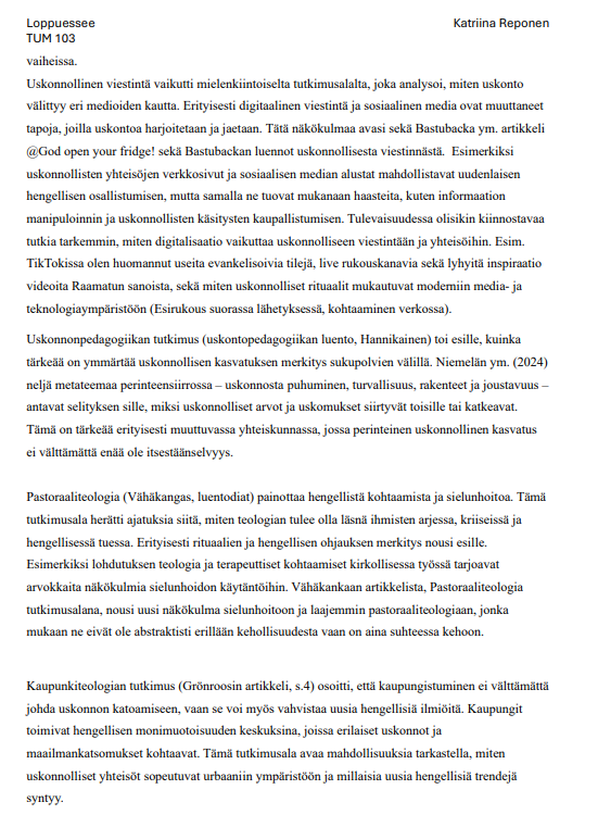 KatriinaRepone1's tweet photo. Tämähän menee mielenkiintoiseksi @helsinkiuni.
Islam kritiikin takia kurssini Käytännöllisen teologian perusteet on hylätty. 
Hylkäykseen johtanut loppuessee liitteenä (sen viimeisellä sivulla hylkäykseen johtanut kritiikki).

Akateeminen diskurssi pitäisi olla avointa ja sen pitäisi pystyä kohtaamaan muuttuva maailma. Olen palauttanut kaikki tehtävät ajoissa, ja ne täyttävät kaikki kurssilla vaadittavat kriteerit.
Itse olen mukana muutamassa tutkimusryhmässä, jossa tutkitaan terrorismin verkostoitumista Eurooppaan.
Tästä hyvänä esimerkkinä nämä Amerikan pakotteet Ruotsissa toimivalle islamistiselle Iranille toimivalle verkostolle: https://t.co/n1NZabZF5w
Uskalsin tuoda tämän kriittisen näkökulman loppuesseeseen, jossa viittaan myös tähän dataan: https://t.co/3qGwUCxQSa

Hylkäyksen syy:
Palautteena on, että tehtävää ei voi arvostella, koska essee sisältää arvoasetelman. 

Tämä johtopäätös opettajalta on kuitenkin virheellinen (statistiikka huomioiden). Kyse ei ole arvoasetelmasta, vaan tilastollisesti todistettavasta tosiasiasta, johon uskalsin tuoda kriittisen näkökulman. 
Kriittisten näkökulmien tuominen on Helsingin yliopiston ohjeistuksen mukaan sallittua, joten tähän vedoten vaadin loppuesseen uudelleen arvioimista. Voin ottaa islam kritiikin pois, mutta silloin pyydän selvityksen, miksi Helsingin yliopisto tällaista vaatisi.
Tästä alkaa nyt siis prosessi.

Loppukädessä vetoan mm. seuraaviin lakipykäliin:
Perustuslaki (731/1999)
12 § Sananvapaus: Jokaisella on oikeus ilmaista mielipiteensä vapaasti, mikä koskee myös yliopistoja.
16 § Sivistykselliset oikeudet: Tieteellinen tutkimus ja korkeakouluopetus ovat vapaita.
Yliopistolaki (558/2009)
6 § Tutkimuksen, taiteen ja opetuksen vapaus:      Yliopistolla on oikeus harjoittaa vapaasti tutkimusta ja antaa opetusta,  eikä yliopiston toimintaa tule rajoittaa poliittisilla tai ideologisilla perusteilla.
Euroopan ihmisoikeussopimus ja EU:n perusoikeuskirja
Ne takaavat sananvapauden ja akateemisen     
 vapauden myös korkeakouluissa.