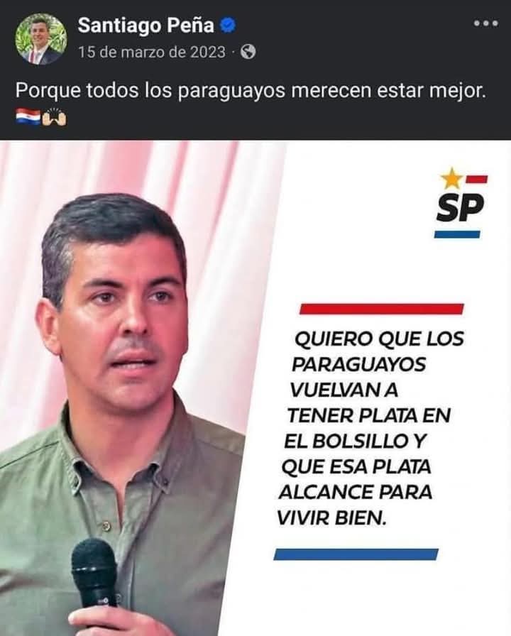 2 años después estamos hechos puta ... peor que nunca... sin plata y con la heladera vacía.... sos un inútil <a href="/SantiPenap/">Santiago Peña</a> <a href="/ABCCardinal/">ABC Cardinal 730 AM</a>