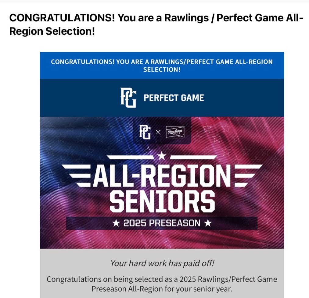 Thank you <a href="/PerfectGameUSA/">Perfect Game USA</a> and <a href="/RawlingsSports/">Rawlings Baseball</a> for the selection!