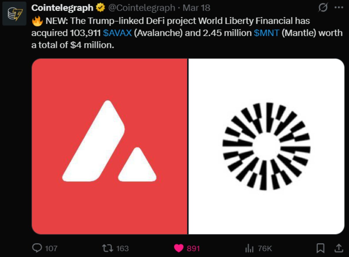 mandalaangel's tweet photo. This week some news drops on @avax 

1. President Trumps @worldlibertyfi started accumulating $avax https://t.co/SLSn0KjRPZ