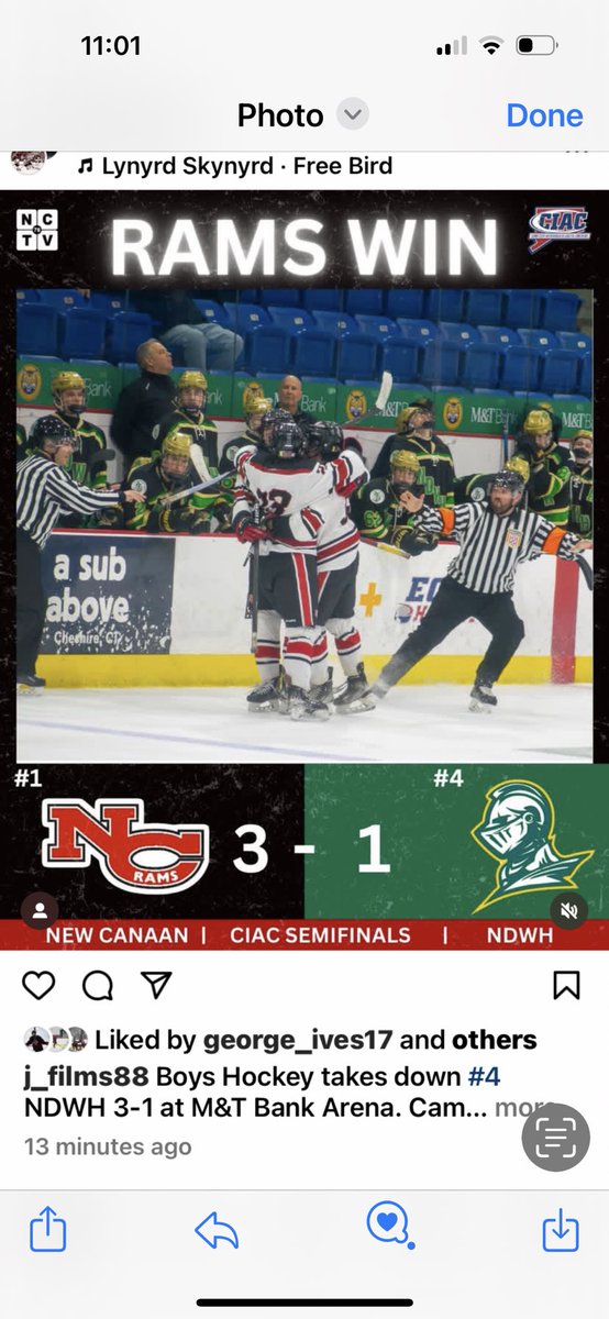 Made it to the final game on Saturday- finish it and #Getthere ⁦<a href="/NCPuck/">New Canaan Hockey</a>⁩