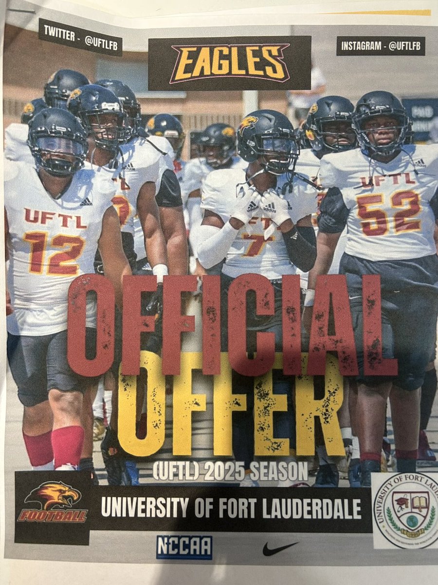 Blessed to receive my first official offer from Thee University of Fort Lauderdale university #agtg✝️🙏🏾 <a href="/PrepRedzoneFL/">Prep Redzone Florida</a> <a href="/BCAA_Sports/">BCAA Sports</a> @FLVarsityRivals <a href="/NP_Florida/">Chad Jamison</a> <a href="/FlaHSFootball/">FloridaHSFootball.com</a>