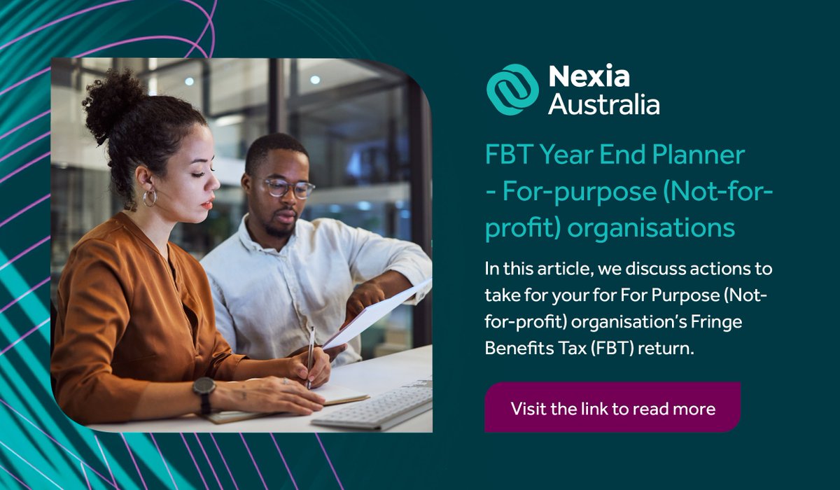 NexiaAustralia's tweet image. If you’re a For Purpose (Not-for-profit) organisation the deadline for your Fringe Benefits Tax (FBT) is approaching. Self-lodging is due by 21 May 2025; tax agent submissions are due by 25 June 2025. 
 
Read more:
nexia.com.au/news/fbt-year-…
 
#NexiaAustralia #NexiaTax #ForPurpose
