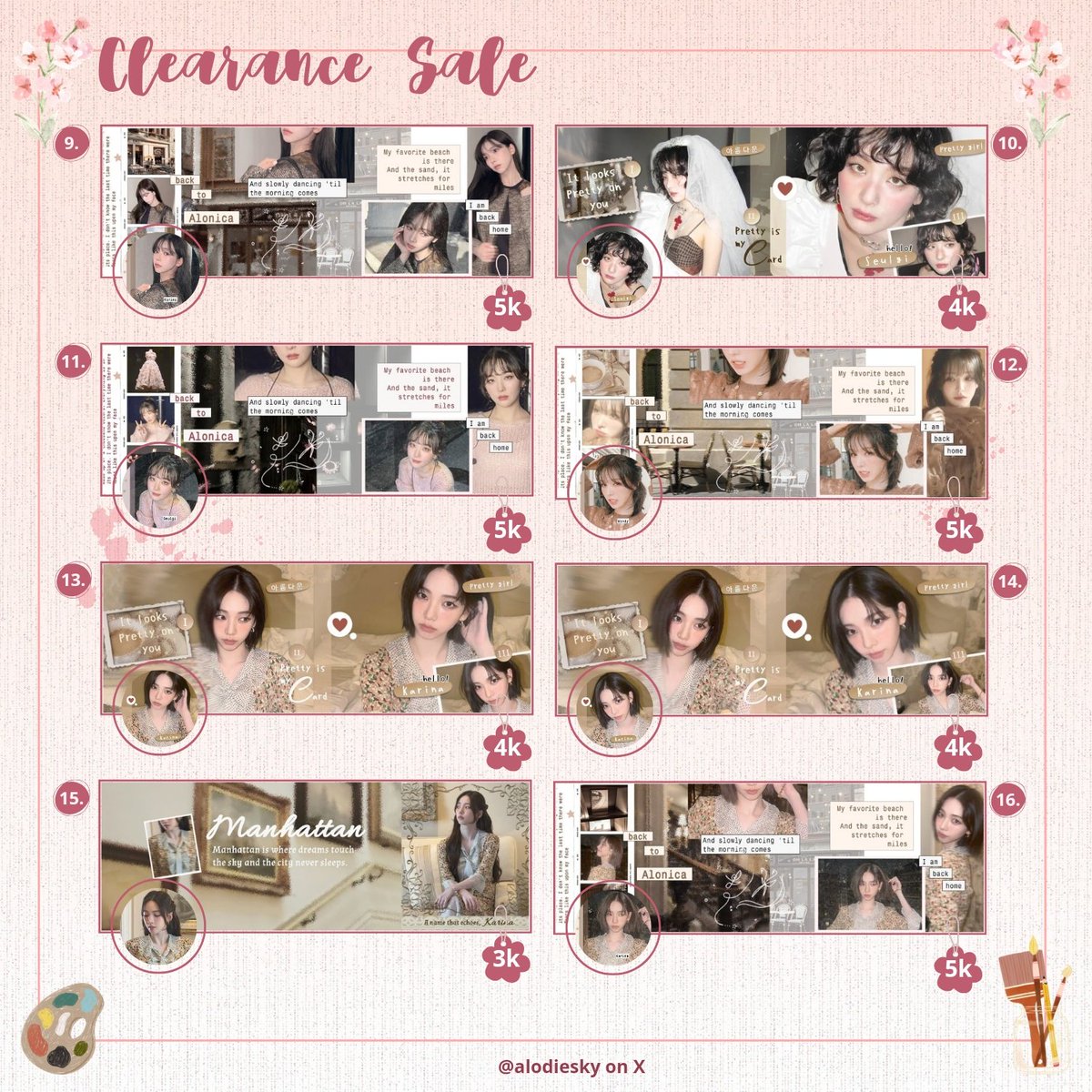 alodiesky's tweet image. .˚ 𐙚 any interaction are very appreciated 𐙚˚.

Haii, Aila mau clearance sale 22 layout di bawah karena memori hp udah penuh huhu

🍀 Semua layout diskon 50% (harga yang tertera sudah termasuk diskon)
🍀 Beli 2 ke atas dapet +diskon 10%
🍀 Available for sponsorship

#zonauang