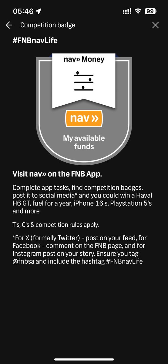Queen_KMo's tweet photo. @FNBSA found the badge 🥳 #FNBnavLIFE https://t.co/97cL89l1Qr