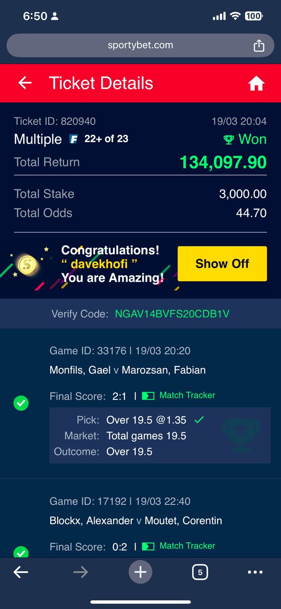 lambadrop's tweet photo. Boomfayakun !!! I kinda knew yesterday was a great day to bet. 4 tickets on the same game 💥 💥 💥 https://t.co/y4EY6OVTu1