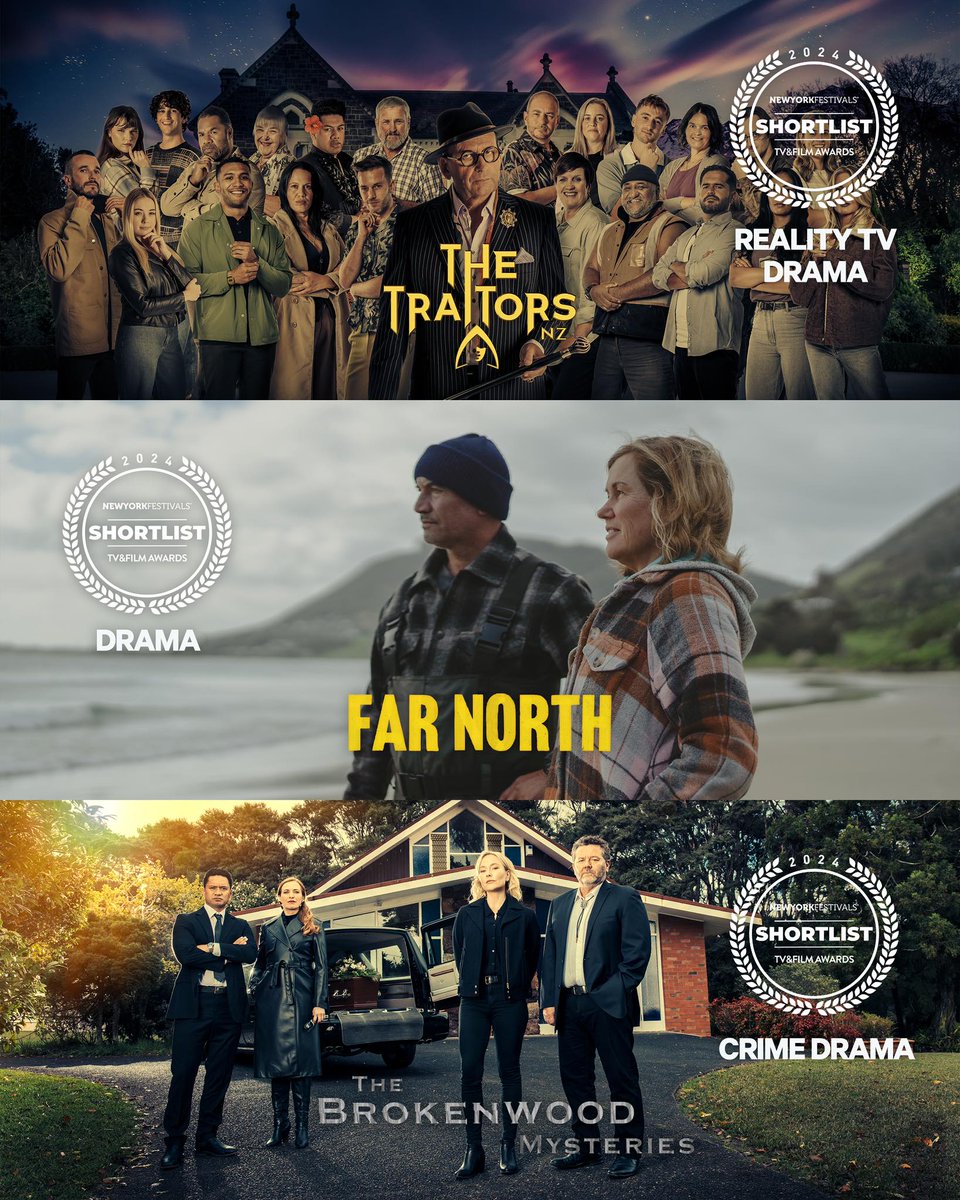 SouthPacificPictures (@southpacificpix) on Twitter photo Three SPP titles have been shortlisted in the <a href="/NYFestivals/">New York Festivals</a> TV and film awards.
A huge congratulations to all the cast and crew for their work on these projects! 🍾
#TheTraitorsNZ #FarNorthTV #TheBrokenwoodMysteries Three SPP titles have been shortlisted in the <a href="/NYFestivals/">New York Festivals</a> TV and film awards.
A huge congratulations to all the cast and crew for their work on these projects! 🍾
#TheTraitorsNZ #FarNorthTV #TheBrokenwoodMysteries