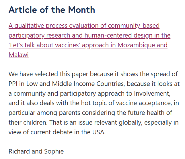 Research Involvement and Engagement - March Article of the Month is now live!  Check it out at researchinvolvement.biomedcentral.com/articles/10.11…