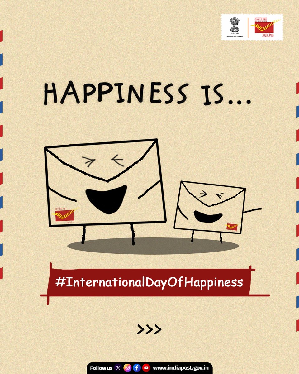 IndiaPostOffice's tweet photo. Happiness is...on an ordinary day like today sharing something extraordinary like this with you🫶!

What's your happy letter memory✍️😃? 

Share it with us in the comment section👇

#InternationalDayOfHappiness #ForeverInLetters https://t.co/F3pUFljKzA
