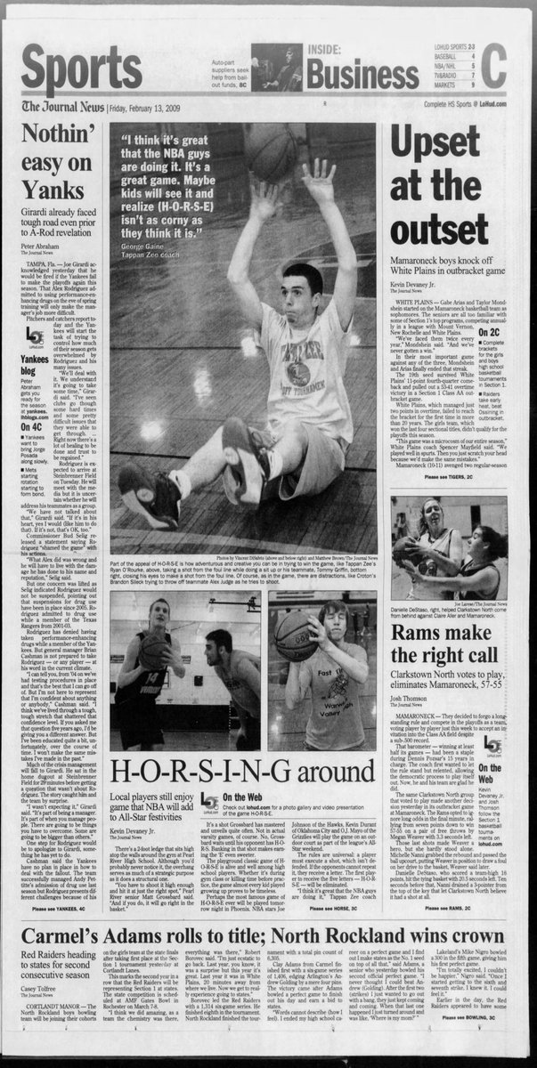 Waking up tomorrow and driving to Binghamton to cover Tappan Zee boys basketball attempt to win a second state championship in three years.

If you said that to me 15 years agp, I would not have believed it. What this program has become - and been able to sustain for well over a