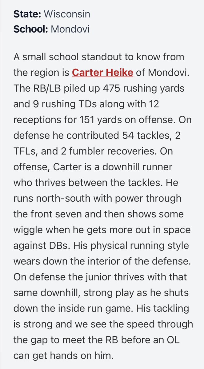 Thanks <a href="/MJ_NFLDraft/">Mark Johnson</a> for the write up! 
<a href="/PrepRedzoneWI/">Prep Redzone Wisconsin</a> <a href="/wissportsnet/">WisSports.net</a>