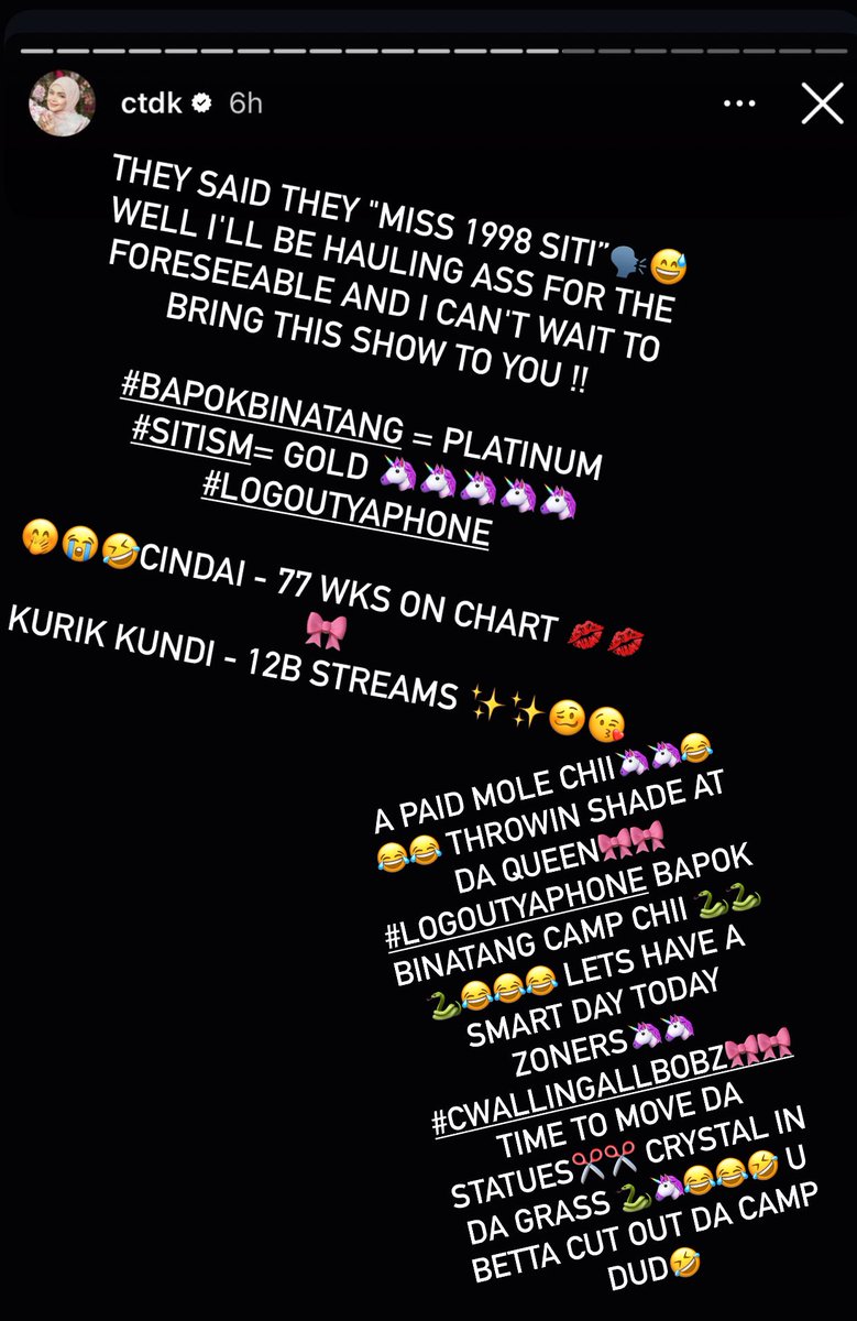 OHIOISONFIRE's tweet image. Fans left puzzled after Biduanita Negara Siti Nurhaliza seems to post and delete this mysterious IG story