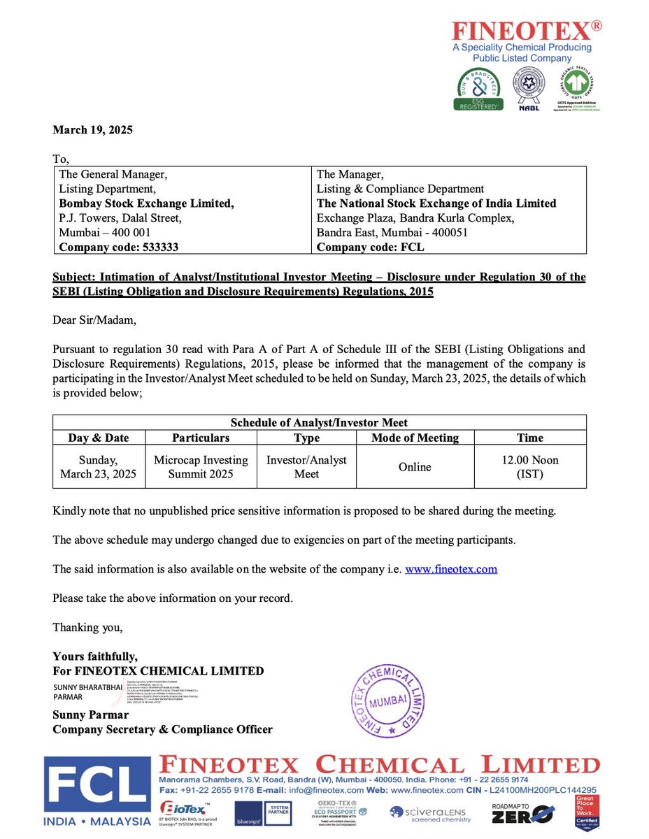 MIS_Summit's tweet photo. Executive Director of Fineotex Chemicals Ltd, Mr. Sanjay Tibrewala @sanjayfineotex  will be joining us at Microcap Investing Summit 2025 https://t.co/hYykwKl8N5
