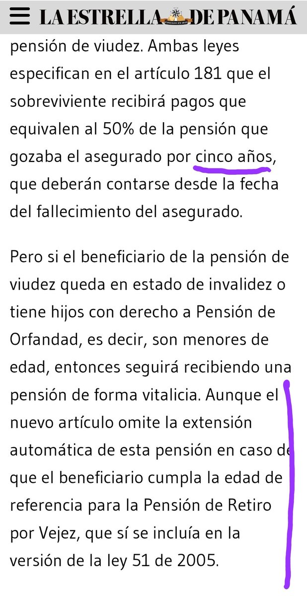 Lo que nadie explicó, nadie consideró para los viud@s, quedaron   INDEFENSOS, después  de 5 años le quitan la pensión, la ley anterior pasaba automáticamente si el sobreviviente está en edad de pensión por vejez.

Literalmente quedan en la calle.

<a href="/dinomonv24/">Dinomonv</a> 
<a href="/JoseRaulMulino/">José Raúl Mulino</a>