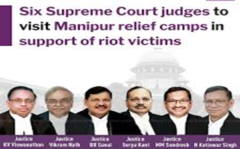 JamkholunV's tweet photo. Six Supreme Court judges, led by Justice B R Gavai, are heading to Manipur this weekend to check on relief efforts for those affected by the ongoing strife. They’ll also mark the 20th anniversary of the Manipur High Court. #Manipur #SupremeCourt #ReliefEfforts https://t.co/TfEquJBInq