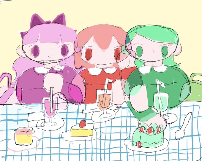 落書きですが、ちょっと前に絵柄の模索で描いていたもの。