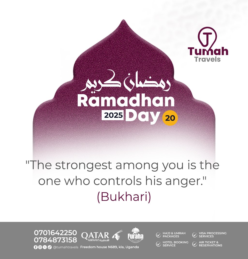 TumahTravels's tweet photo. True strength in Ramadhan isn’t in physical power, but in controlling anger. Stay patient, stay kind. 🤲✨ #RamadhanReflections #tumahtravels #ramadhanday20 https://t.co/giWcKAWJdw