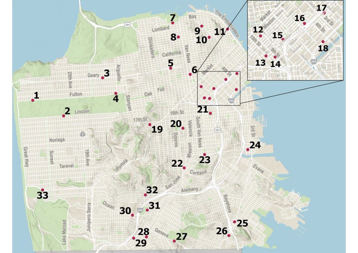 33 speed cameras go will be activated tomorrow in San Francisco at these locations. 

Fines range from $50-$500. 

SF will become the first city in California to implement them. Oakland and San Jose will also add them.

<a href="/KTVU/">KTVU</a> Live at 10 pm with the story