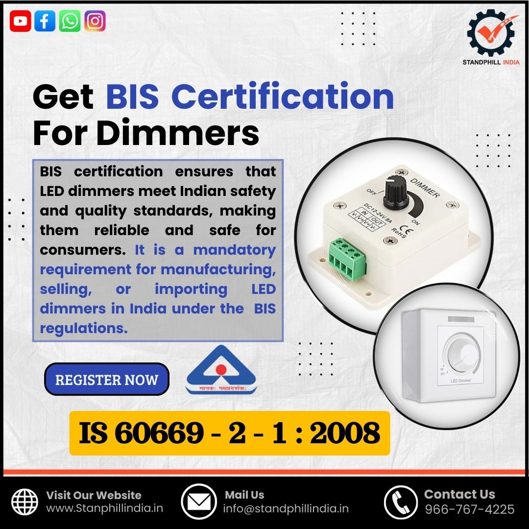 StandPhill's tweet image. Get BIS Certification for Dimmers for LED Products with Standphill India!

Visit: standphillindia.in
Call: 96676 74225
Email: info@standphillindia.in

#biscertification #leddimmers #standphillindia #qualityassurance #manufacturing #indianstandards #electricalproducts