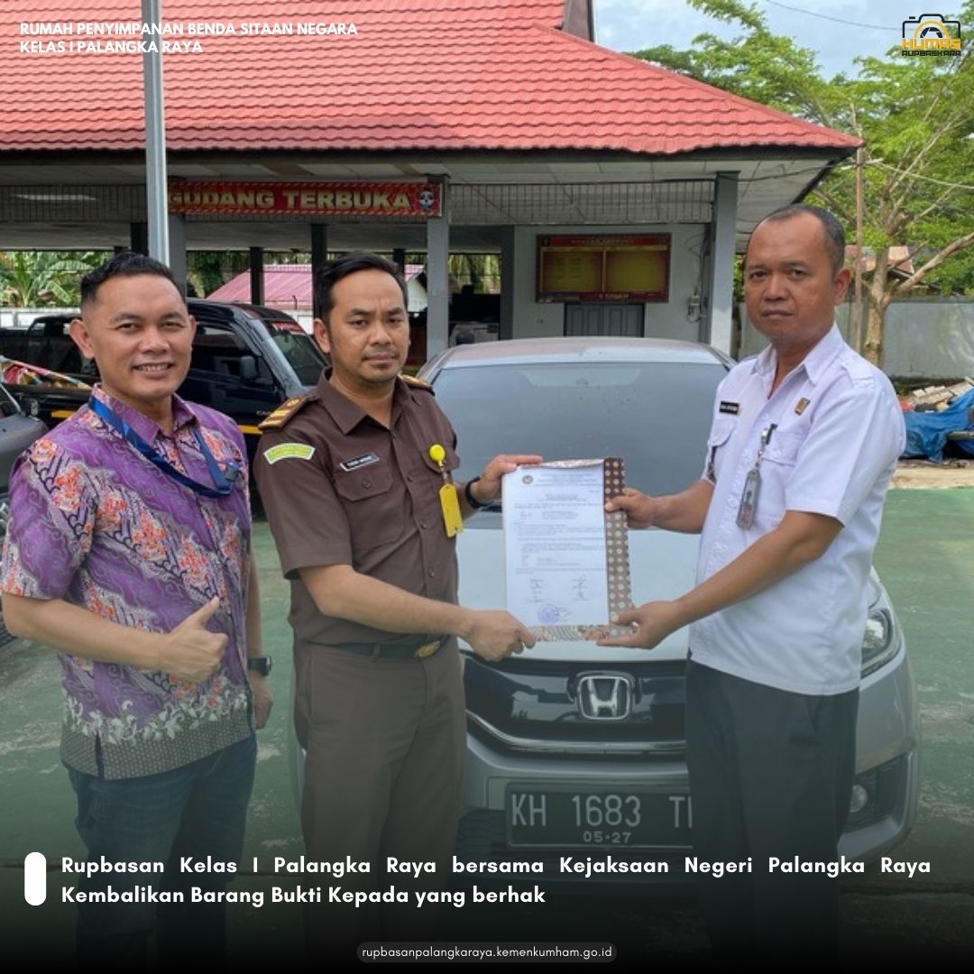 Rupbaskara's tweet photo. Palangka Raya- Rupbasan Kelas I Palangka Raya laksanakan layanan pengeluaran Barang Rampasan Negara kepada Masyarakat bersama Kejaksaan Negeri Palangka Raya, Kamis (20/03/2025) https://t.co/DXOOmmlPZM