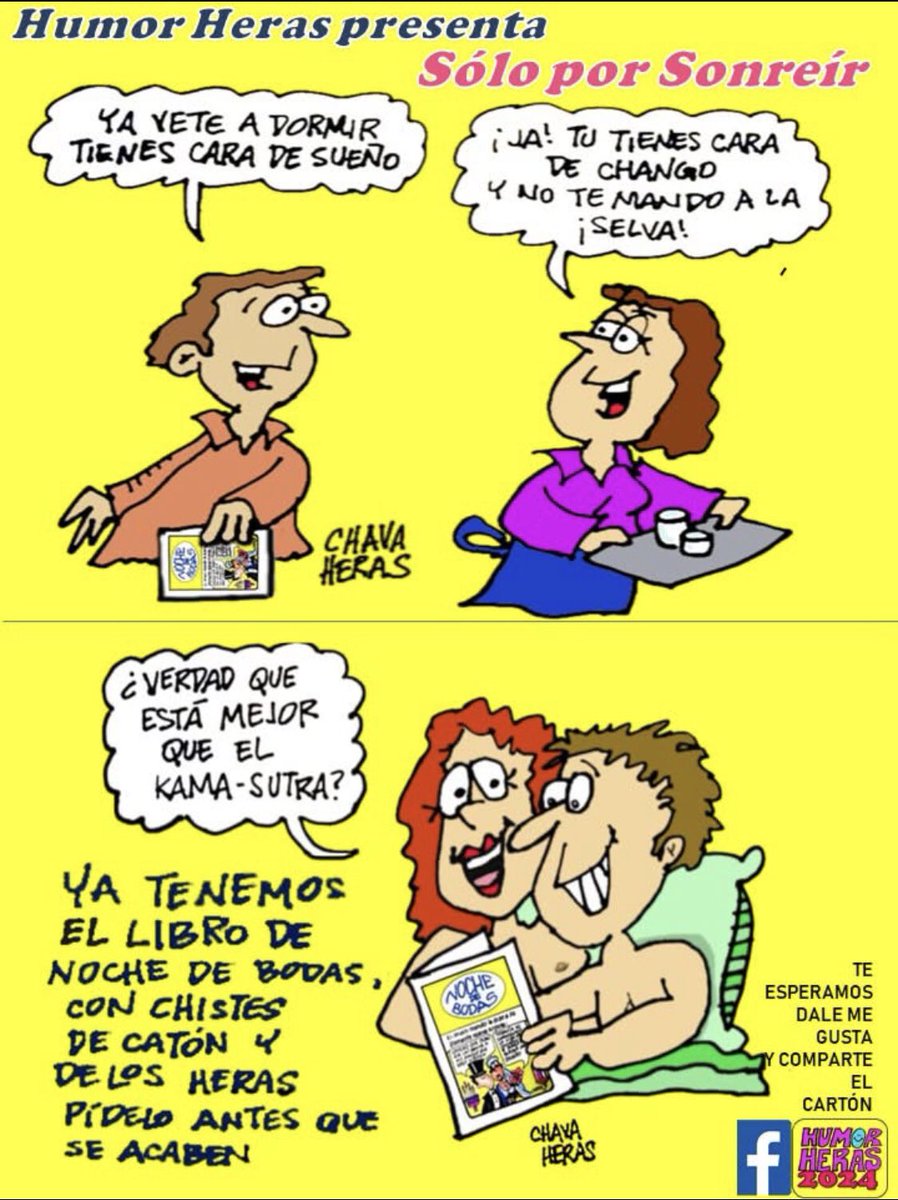 HumorHeras's tweet photo. LO QUE ADMIRAMOS DE LAS MUJERES ES SU SENTIDO DEL HUMOR, VAMOS A DISRUTARLO CON MUCHAS SONRISAS.
YA PUEDES PEDIR EL LIBRO NOCHE DE BODAS INFORMES POR INBOX #nochedebodas https://t.co/N2FLBaLoFL
