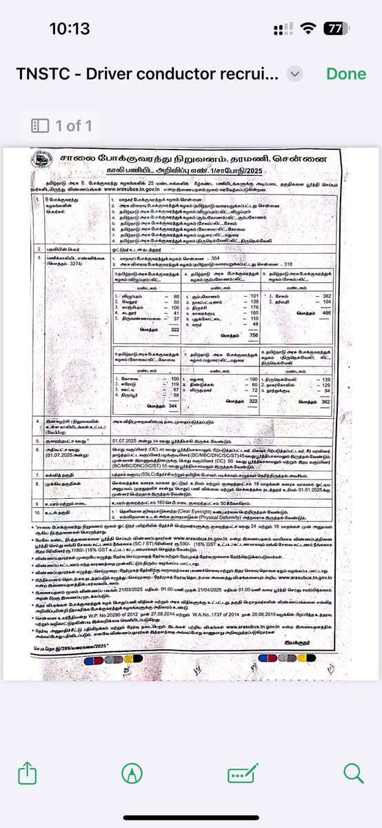 #TNSTC தமிழ்நாட்டில் உள்ள 8 போக்குவரத்துக் கழகங்களில் காலியாக உள்ள 3,274 ஓட்டுநர்,நடத்துநர் பணியிடங்களுக்கு நாளை ஏப்.21 வரை விண்ணப்பிக்கலாம்.மாநகர போக்குவரத்துக் கழகத்தில் (MTC) 364,விரைவு போக்குவரத்துக் கழகத்தில் (SETC) 318 பணியிடங்கள் காலியாக உள்ளன.