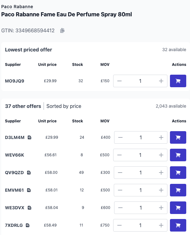 Game changing new stock view feature on Qogita!

This shows you important things such as:

- Does supplier provide an invoice
- Suppliers stock levels
- Suppliers minimum order value
- Total stock available 

Get £120 off your first order on Qogita with code FBAMOGUL