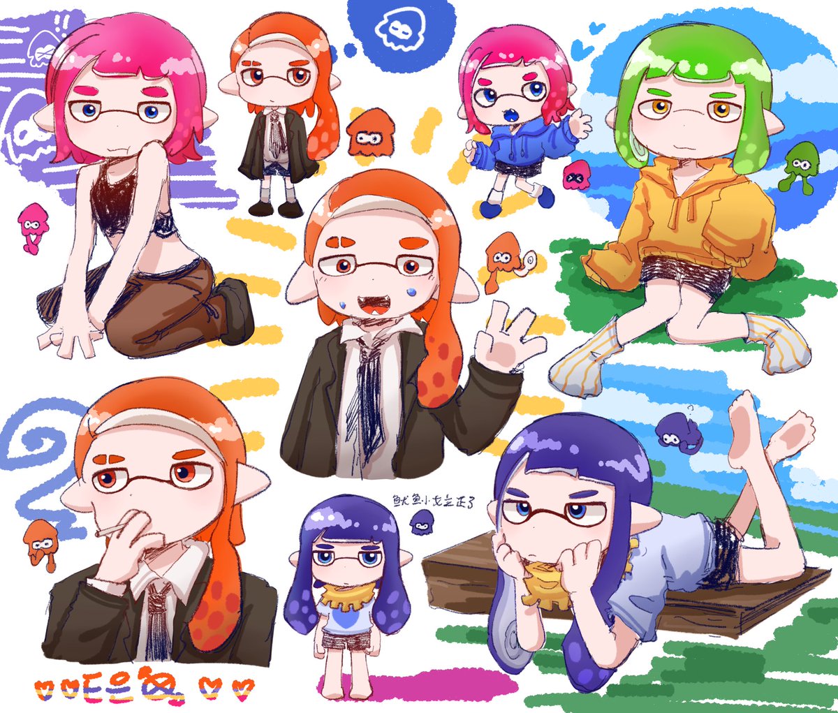 BBianqiu's tweet photo. some🦑
#splatoon  #oc  #splatoonart  #splatoon3art https://t.co/Hrxpfy8TVE