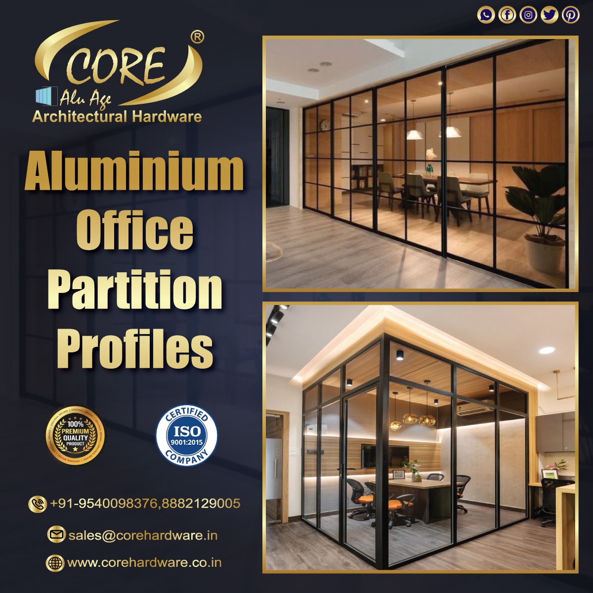 corealuage's tweet image. Transform your workspace with Core's Aluminium Office Partition Profiles! Sleek, modern, and functional, our profiles redefine office environments with style and efficiency.
#AluminiumProfiles #OfficePartitions #SpaceOptimization #OfficeDesign #ModernWorkspaces #CoreHardware