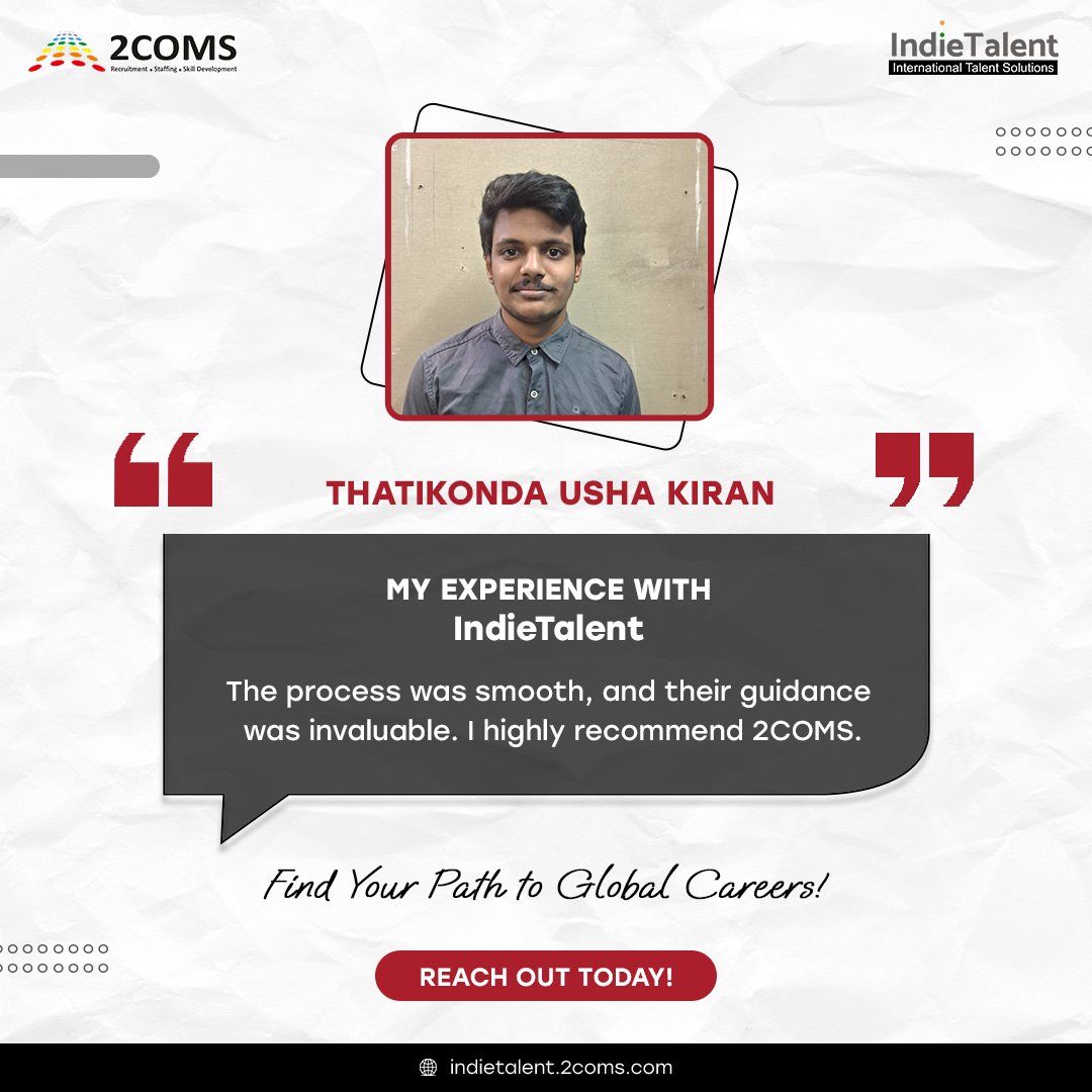 IndieTalent_'s tweet photo. 💬 Real Stories. Real Success.

Thatikonda Usha Kiran shares their experience with IndieTalent:

We’re proud to guide talented individuals like Usha toward their dream careers. 🌍
✅ Need help finding the right job opportunity? Reach out to us today!

#IndieTalent #SuccessStory https://t.co/oU1mxMAowC