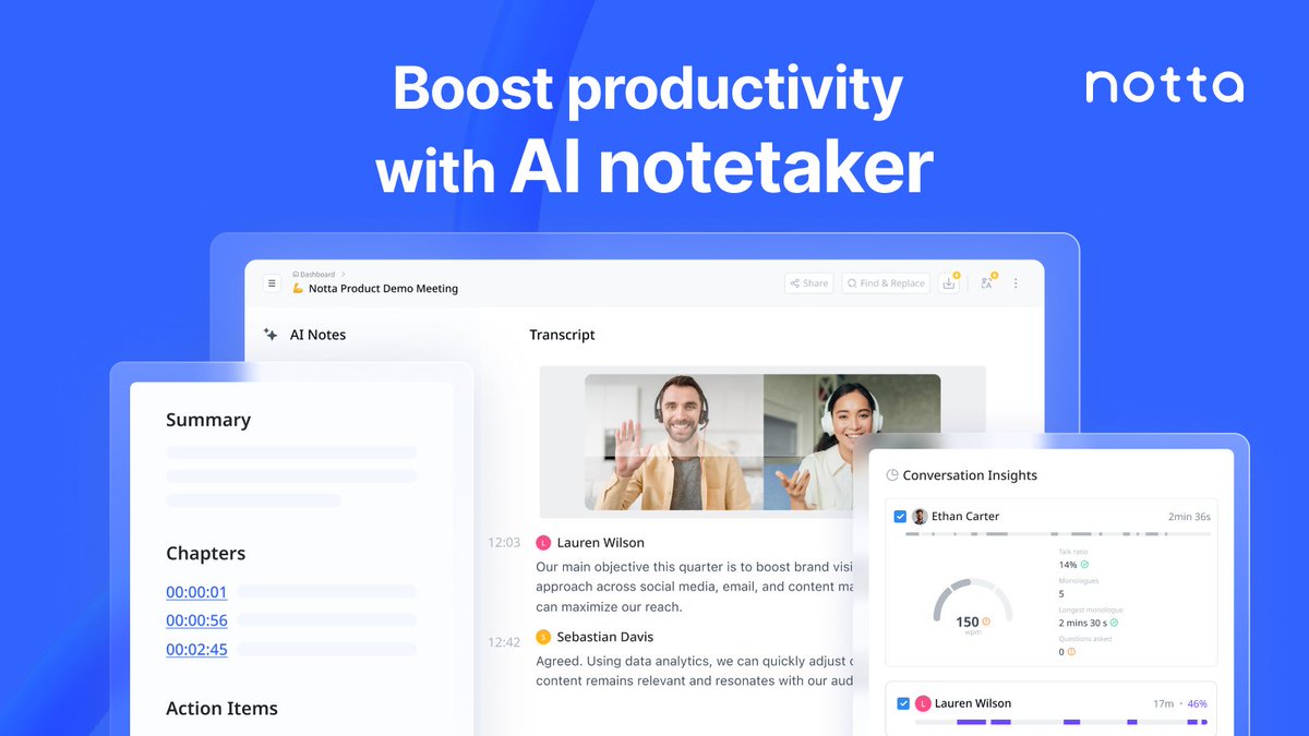 Notta uses Microsoft Azure OpenAI and ASR to provide accurate transcriptions and summaries, turning meetings into valuable insights.
 
With enterprise-grade security, it enhances collaboration, decision-making, and knowledge retention.

▶️ Free trial here: msft.it/6011qXsXN