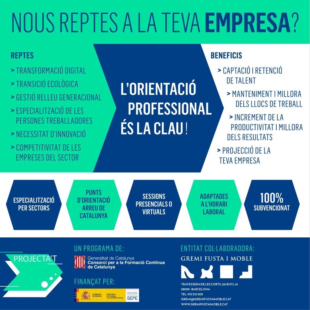 GremiFustaMoble's tweet photo. 🚀 Dona un impuls a la teva carrera en el sector de la fusta amb #ProjectaT!
📌 Assessorament personalitzat
📌 Noves oportunitats professionals
📌 Adaptació al mercat
📅 Inscripcions fins al 5/12/2025.
No deixis passar aquesta oportunitat! 👉 https://t.co/jipuehBB6z
#Fusta https://t.co/2krzNNL60e