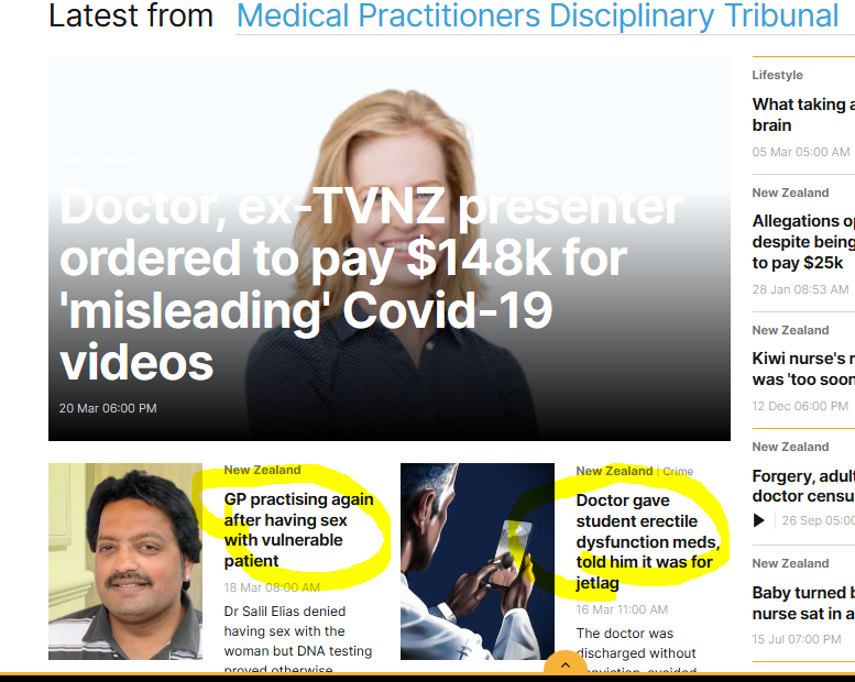 In New Zealand, a GP is allowed to practise after sex with a patient &amp; a doctor is discharged without conviction after filming/grooming and drugging a student  but Dr Samantha Bailey is stuck off for speaking the truth. The Medical Practitioners Disciplinary Tribunal is corrupt