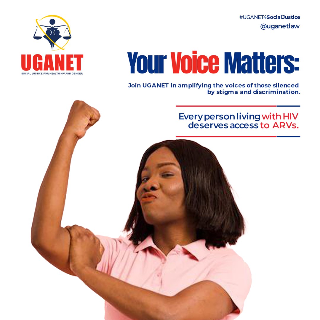 Uganetlaw's tweet photo. Speak Up. Stand Up.

Stigma silences.
Discrimination kills.

Every person living with HIV deserves access to life-saving ARVs—without fear, shame, or barriers.

Join UGANET as we amplify the voices of those silenced by stigma and discrimination.
Your voice could save a life. https://t.co/nNXaZrJOGw
